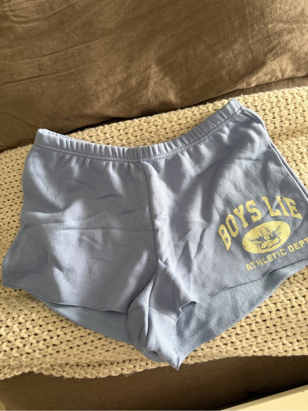Boys Lie Light Blue Athletic Shorts with Yellow Logo
